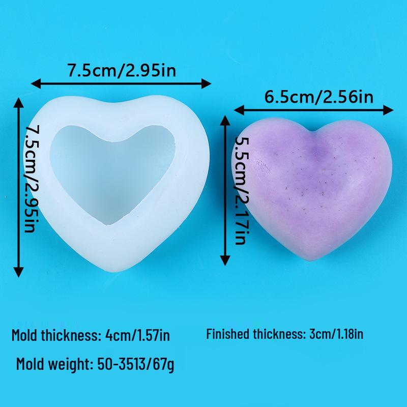 DIY 3D Heart-Shaped Silicone Mold for Valentine's Day Car Freshener, Candle, Squeeze Toy, and Decoration.