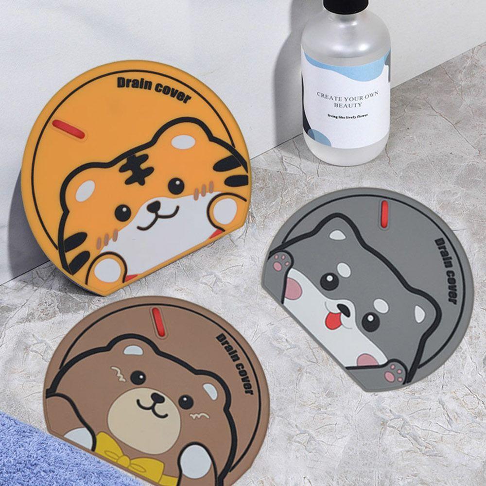 Anti-insect Sewer Floor Drain Cover Cartoon Animal Sewer Sealing Silicone Mat for Bathroom&Kitchen