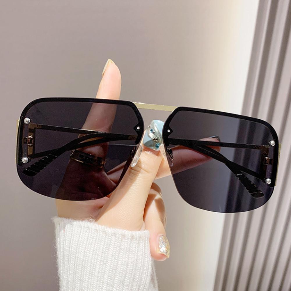 

Fashion Semi-Rimless Women S Sunglasses Brand Big Frame Streetwear Sun Glasses For Female Vintage Gradient Metal Eyewear