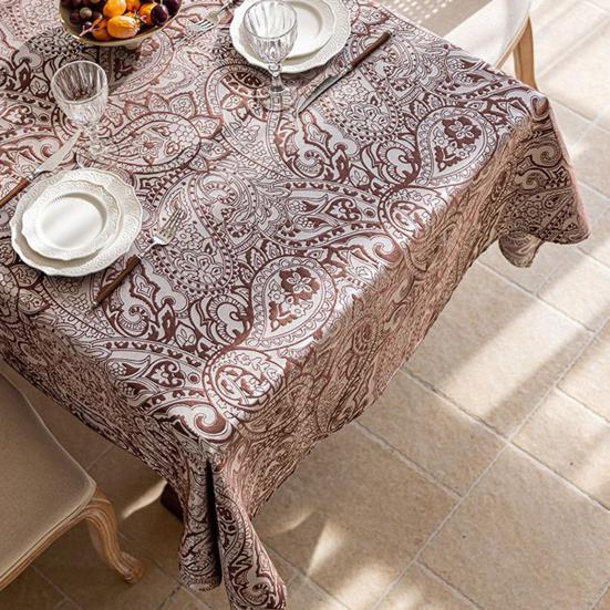 Tablecloth Waterproof Oil-Proof French Retro Style Rectangular Dining Table Cover with Tassels Crochet Patterns Home Kitchen Restaurant Decor