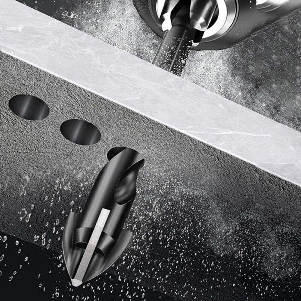 7Pcs Multifunction 4-Edge Cross Drill Bit Set Black Concrete Drill Bit Set Durable Tile Drill Bit