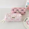 Bow Ribbon Pencil Pouch for Girls Fabric Stationery Bag Large Capacity School Supplies Organizer Gift Idea
