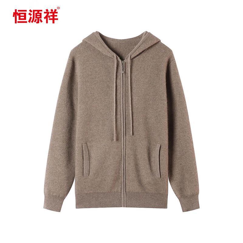Hengyuanxiang Men's 100% Cashmere Thick Hooded Sweater