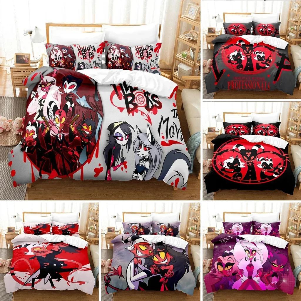 3D Printed Helluva Boss Bedding Set Duvet Cover Sheet Printed Bed Set Pillowcase Bed Full Queen King Size Comforter Bedroom