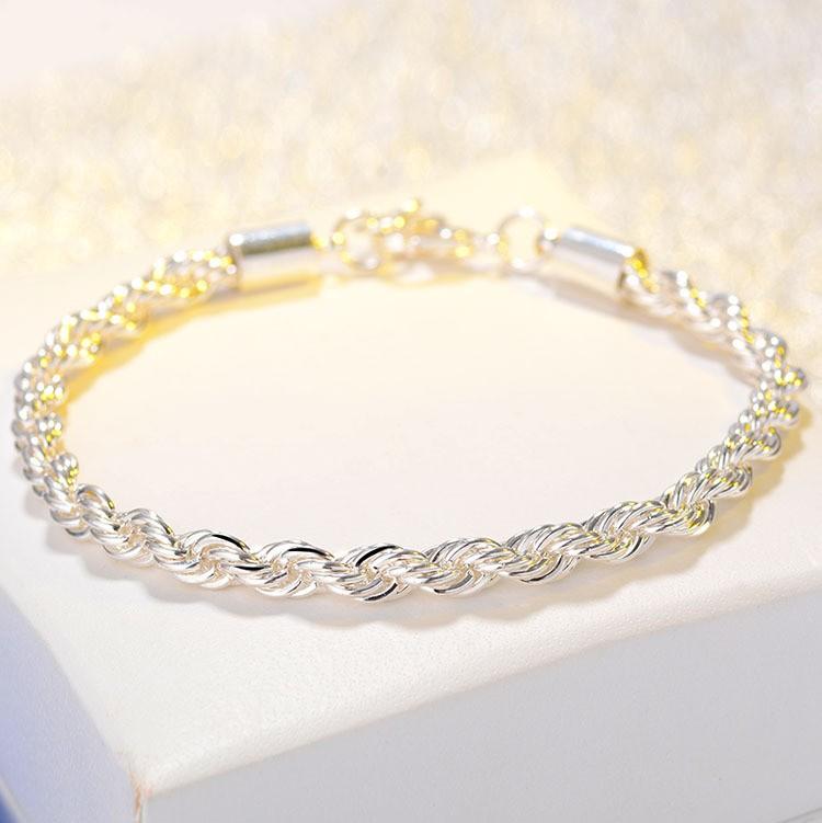 

A simple and fashionable Fried Dough Twists bracelet for women with silver plated bracelet is suitable for daily wear