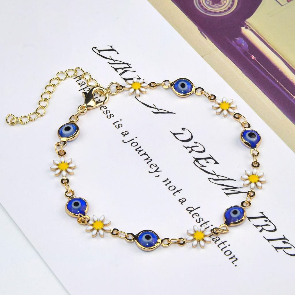 New Drip Colored Flower Bracelet Female Daisy Jewelry Girlfriends Student Fashion Jewelry