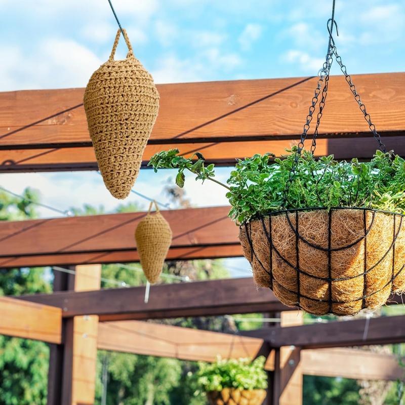 Large Crochet Wasp Nest Decoy Garden Hanging Fake Bee Hornet Hive Wasp Deterrent