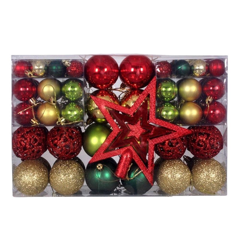 101Pcs Plastic Christmas Ball Set Multiple Color Christmas Ball Gift Box Home Decor