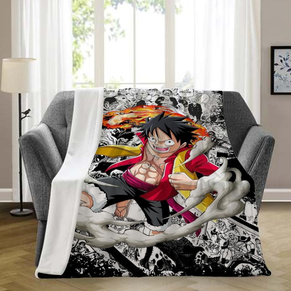 1Pz Coperta Plaid Anime O-One P-PieceS Estetica Portatile Casa Viaggio Campeggio Divano Picnic Spessa Calda Coperta in Flanella