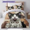 Cute Cat 3D Pattern Bedding Quilt Set Quilt Cover Pillowcase Home Decoration Gift (1 * duvet cover + 2 * pillowcase, without core)