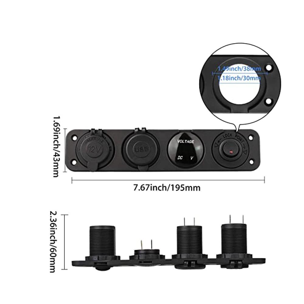4 In 1 araba şarjı çift USB şarj aleti 4.2A voltmetre 12V güç soketi tekne deniz RV kamyon karavan araçları için açma-kapama anahtarı