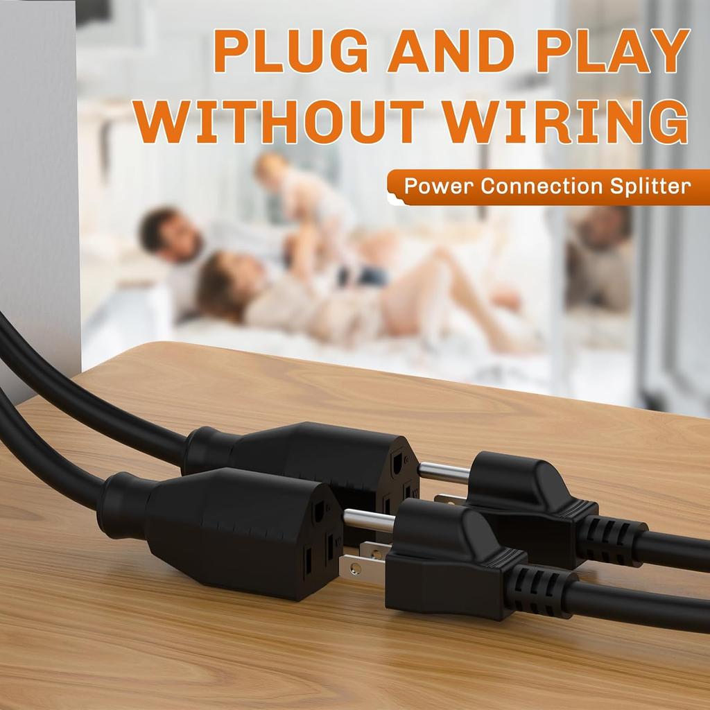 WELLUCK RV Shore Power Inlet Charger Plug 15 Amp 125V AC Power Inlet Port Plug With Integrated Dual 18" Extension Cord, RV Flanged Inlet With