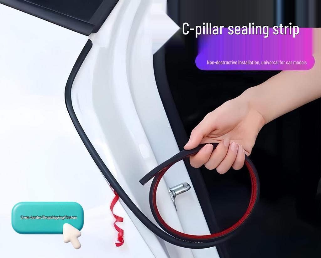Universal Car C-Pillar Sealing Strip - Sound & Noise Insulation, Dustproof, Anti-Collision Rubber Strip