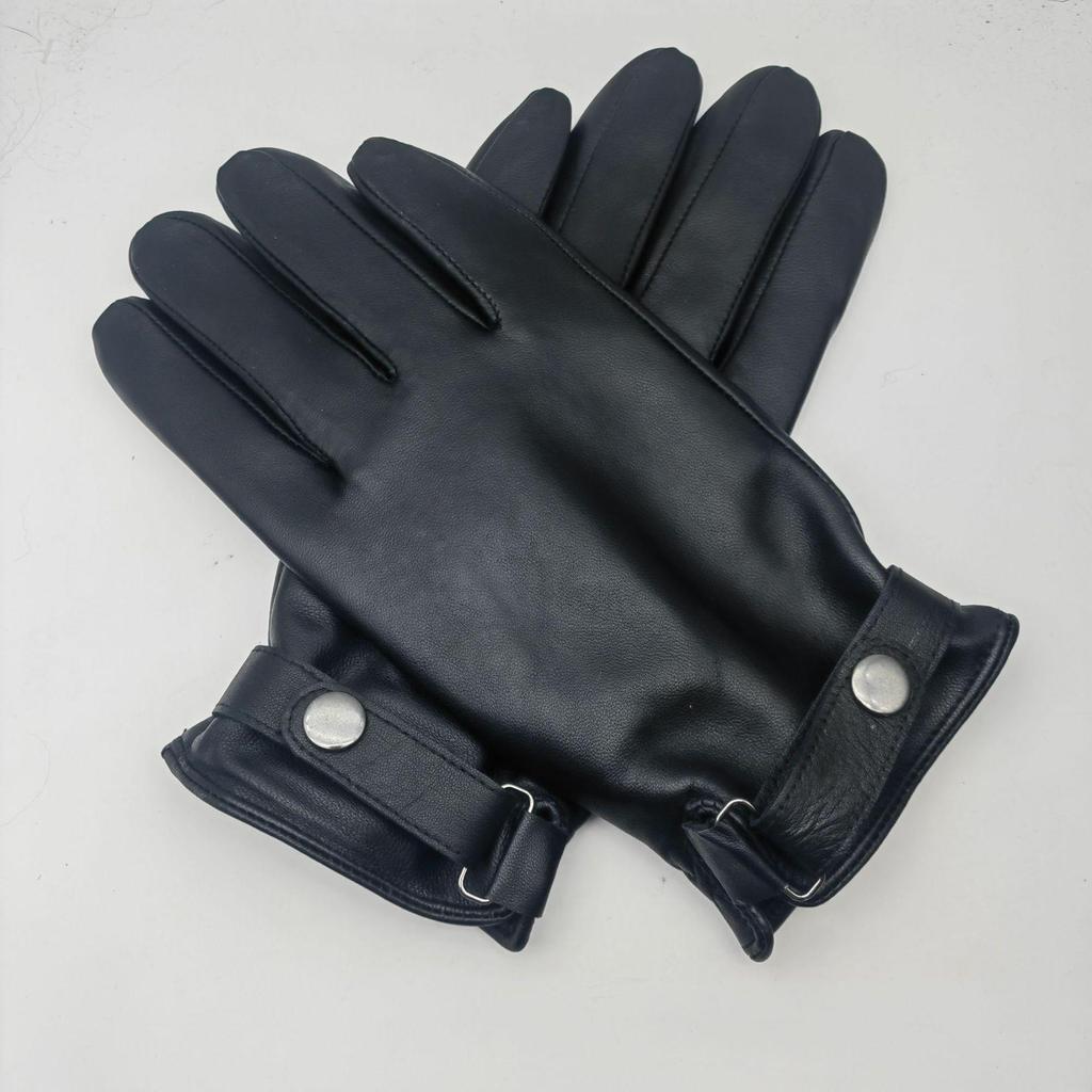 Unisex Black Leather Outdoor Fashion Gloves for Cycling