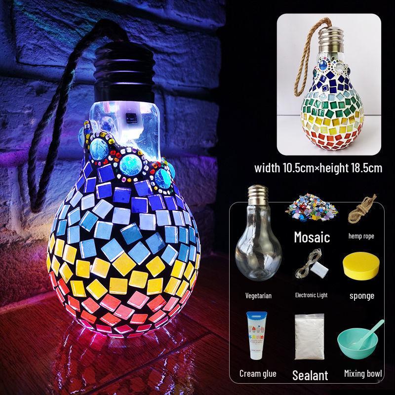 Mosaic DIY Candle Holder Kit: Educational Parent-Child Crystal Glass Light-Up Gift