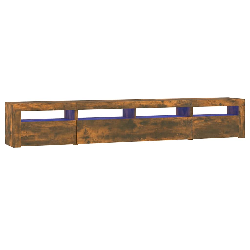 TV Cabinet with LED Lights Smoked Oak Finish 240 X 35 X 40 Cm