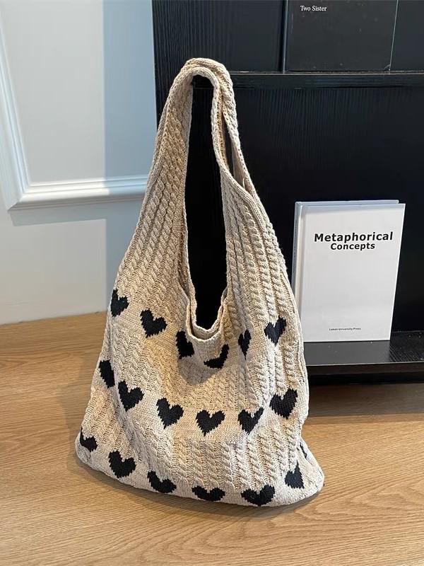 2024 Fashion Women's Woolen Knit Shoulder Bag - Handmade Underarm Tote