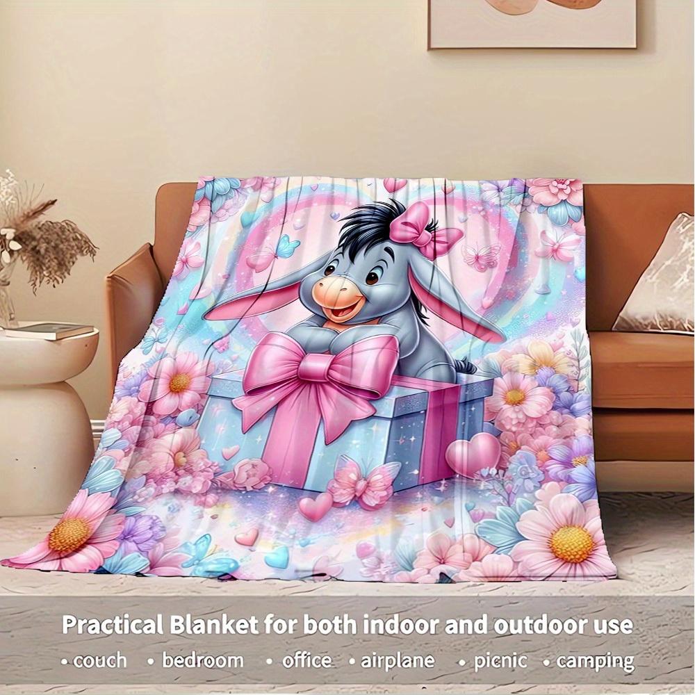 1pc piece flannel Eeyore Donkey pink bow gift box bedding blanket sofa cover, ation home