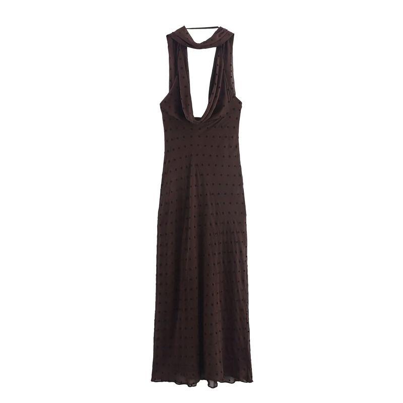 Jnleaog Autumn New Women clothes Western Style French style Design Polka Dot Scarf Length Dress 3067232