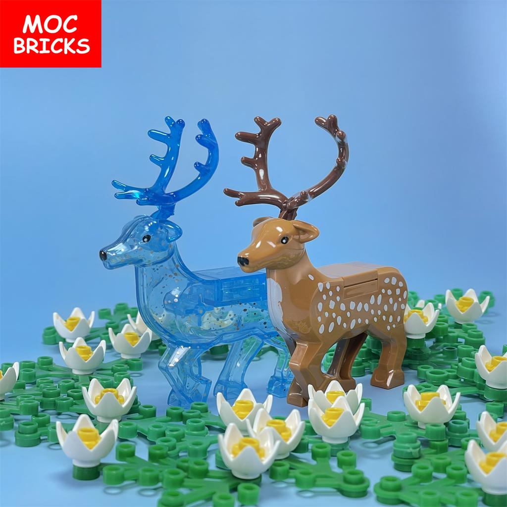 MOC Bricks Animal Reindeer Deer Elk Christmas Gift Accessories Assembled Educational Buliding Blocks Kids Toys