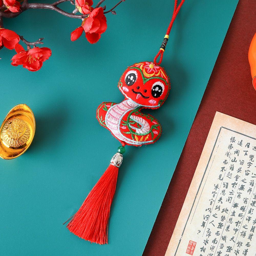 Traditional Embroidery Snake Wind Chimes Hanging New Year Pendants  New Year Decoration