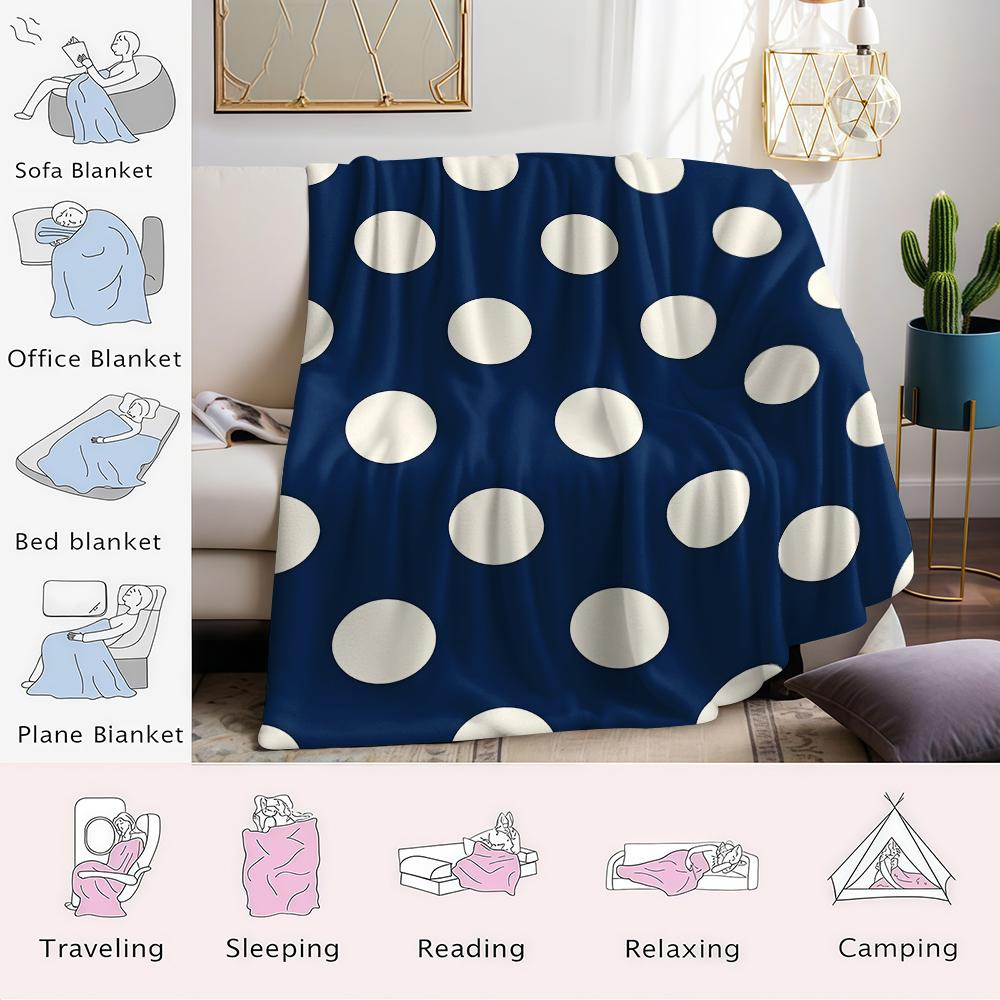 Dunkelblaue Pünktchen Flanelldecke Warm Weich Halloween Weihnachten Sofa Warm Gemütlich Dekorative Deko Geschenk Für Alle Jahreszeiten