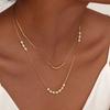 Trend Elegant Imitation Pearl Bead Double Layer Stacking Necklace for Women Stainless Steel Hammer Chain Necklace Jewelry Gift