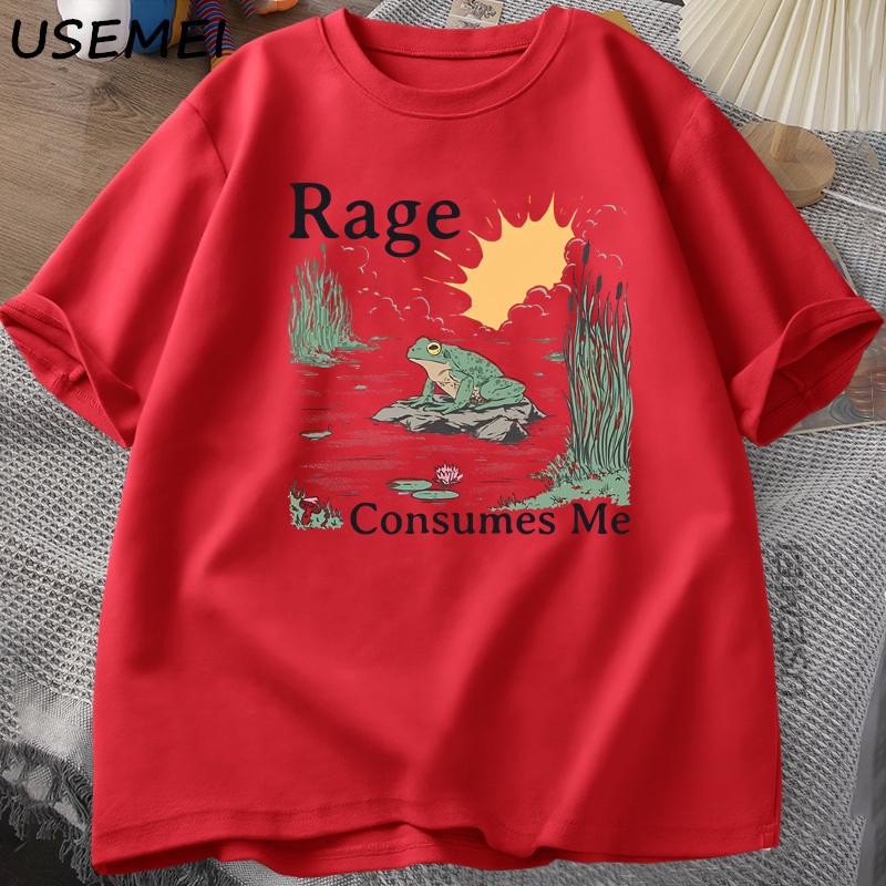 

Rage Consumes Me T Shirt Frog Pond TShirt Vintage Style Unisex Women Tshirt Nature Lover Funny Frog Graphic Tshirts Unisex Clothes XL