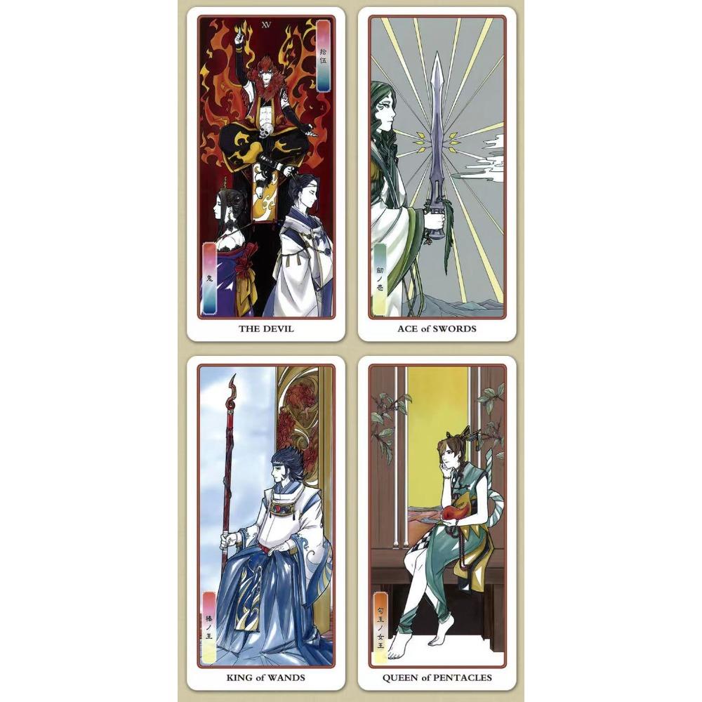 12.5*6cm Japanese Myth Tarot Deck Cards Read Future Tarot Deck Card Game 78 Pcs Cards with Velvet Tarot Bag for Beginners