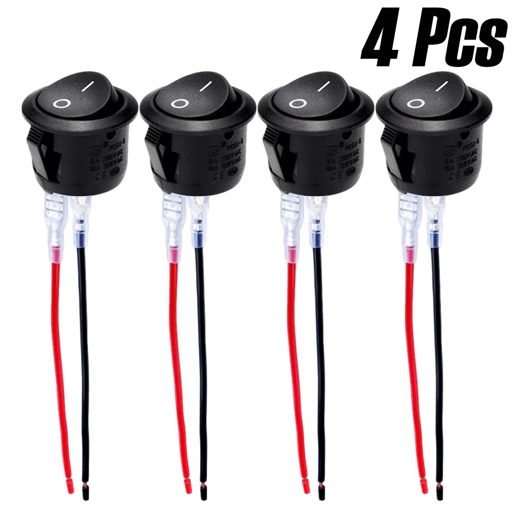 1/4PCs Car Circular Rocker Switches 12V DC Circular Toggle Switch For Motorhomes 2-pin Connector Auto Car Accessories Battery Switches5