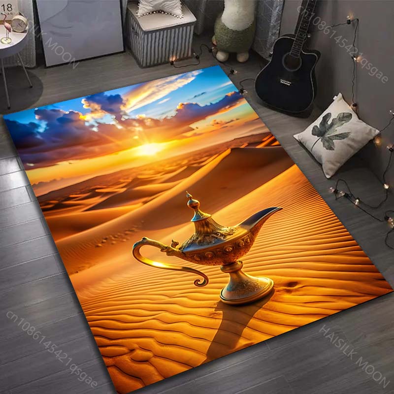1PC Fairy Tale Wishing Lamp Painting Carpet for Living Room Bedroom Sofa Doormat Decor Sofa Table Area Rug Non-slip Floor Mat