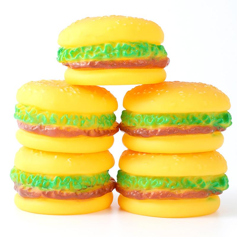 Pet sound toy Pippi Tao vinyl hamburger doll dog simulation molar pet supplies