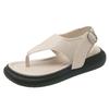 Thick-soled pinch sandals women's 2025 new summer wear pinch-toe beach shoes with skirts fashionable Roman shoes