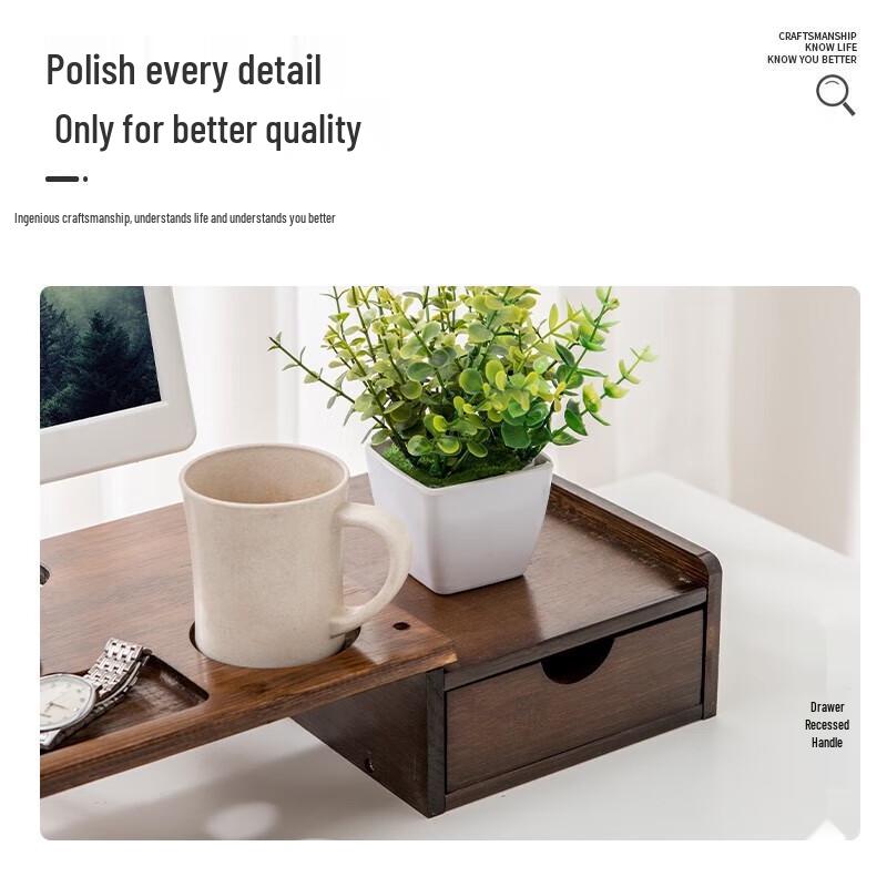 Walnut Monitor Riser with Single Drawer