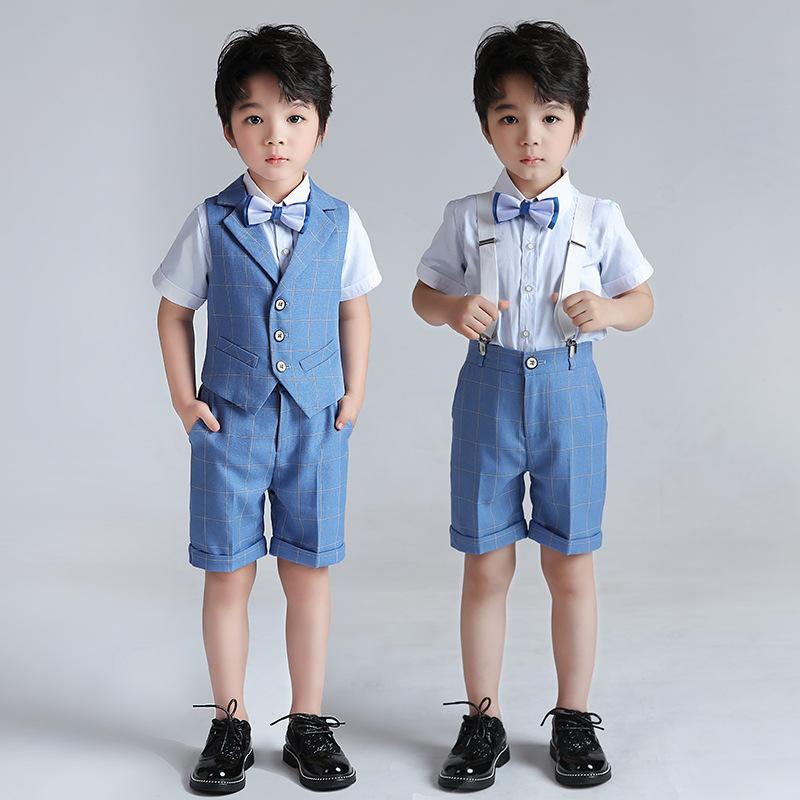 vest suit summer new short-sleeved performance suit three-piece children's speech baby year-old flower girl dress