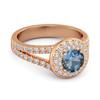 London Blue Topaz Double Halo Accents Ring - 925 Sterling Silver Rose Gold Vermeil