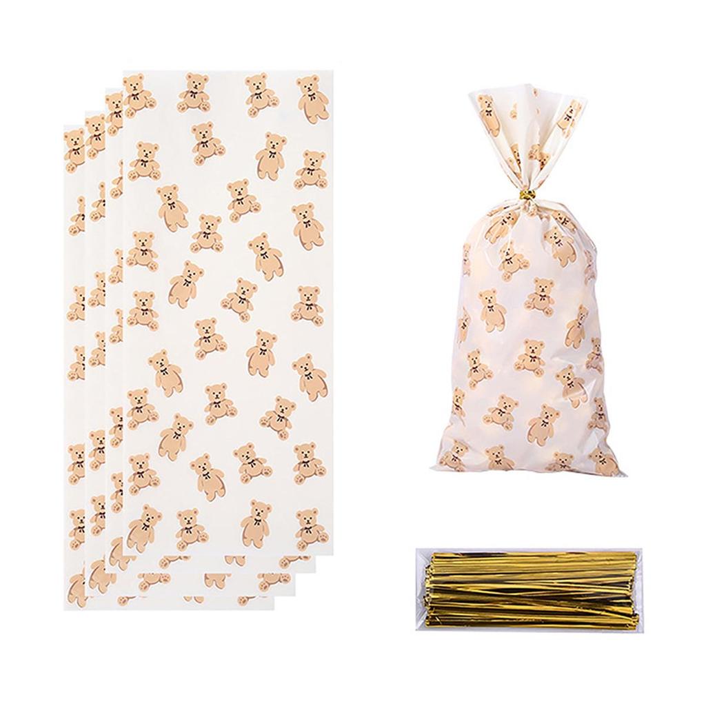 50Pcs Animal Party Bear Candy Bag Gift Bags Biscuits Cookies Dessert Diy For Kids Football Jungle Theme Birthday Party Decor