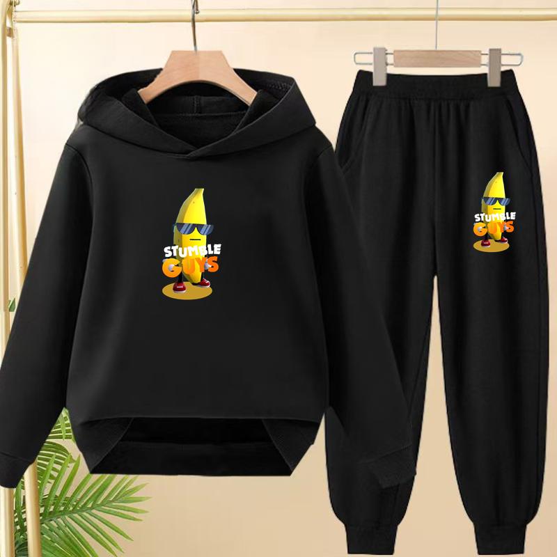 Felpa con cappuccio per bambini 3-12 anni Stampa Anime GUYS Cappotto Affascinante Felpa+Pantaloni Bambini Ragazze Neonato Set Trendy per il Tempo Libero