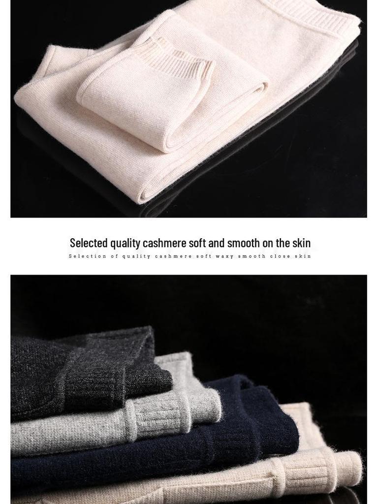 Unisex Ordos City Pure Cashmere Thickened High-Waist Thermal Pants