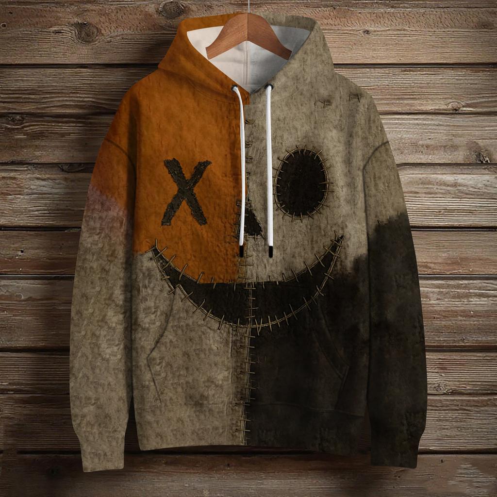 Women's Fashion Long Sleeve Pullover Halloween Print Hooded Pocket Sweatshirt