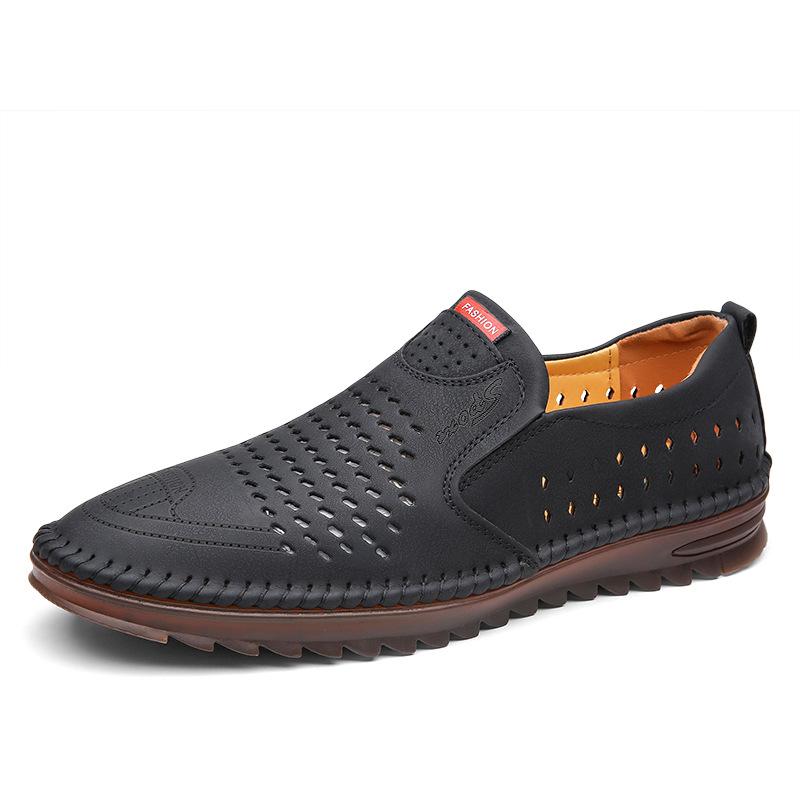 Herren-Fahrschuhe weiches Leder Mützen-Schuhe Herren-Freizeitschuhe große Größe Herrenschuhe weiche Sohle rutschfest Lochsandalen