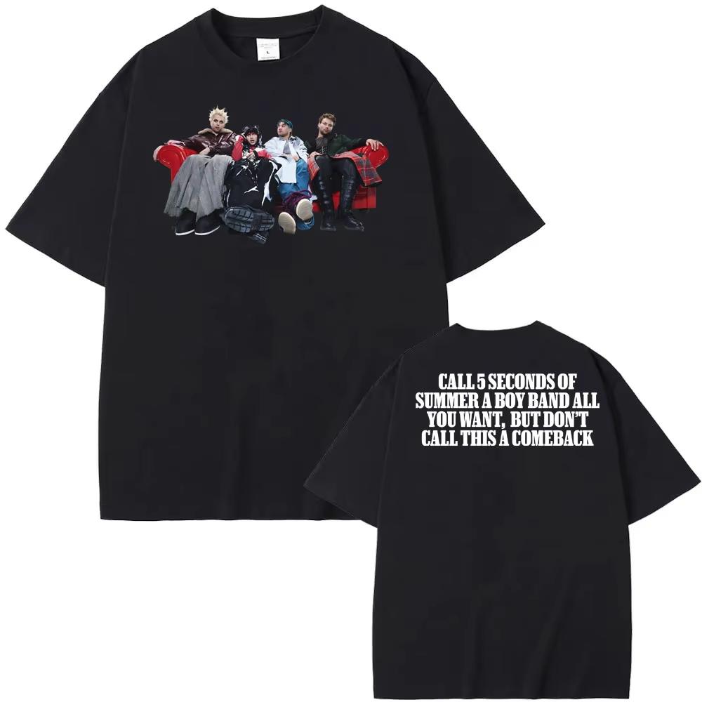 

5 Seconds of Summer Tee 2025 New Album NOT OK Tops Summer Hip Hop 100%cotton Tee-shirt High Quality Retro Round Neck Tshirt -... S разноцветный
