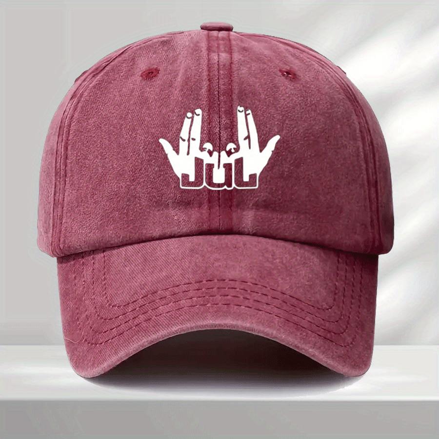 JUL Black Rock Hand Gesture Print Baseball Cap  Adjustable Truck Driver Style Lightweight 100 Polyester