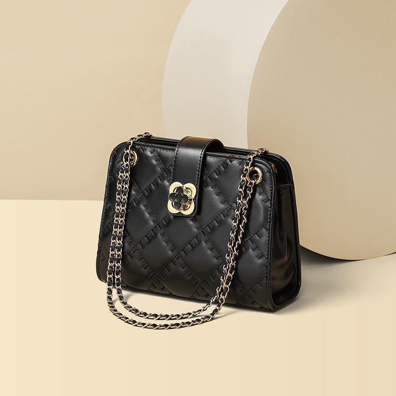 Bag Women's Leather Crossbody Bag Women's Premium Sense Small Fragrance Diamond Check Chain Shoulder Underarm Bag