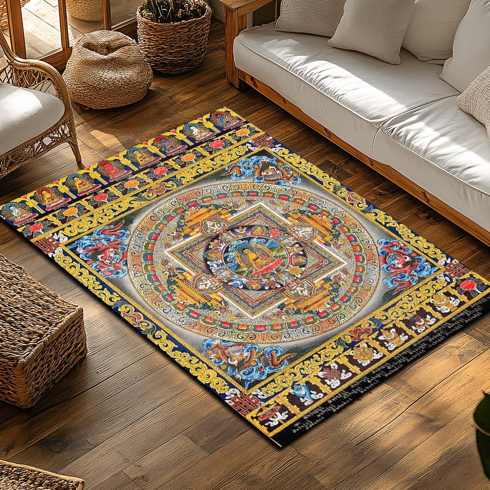 Tibetan Mandala Carpet Prayer Rug Floor Mat Persian Area Rug Home Decor Zen Buddhist Tapestry Living Room Bedroom Dorm