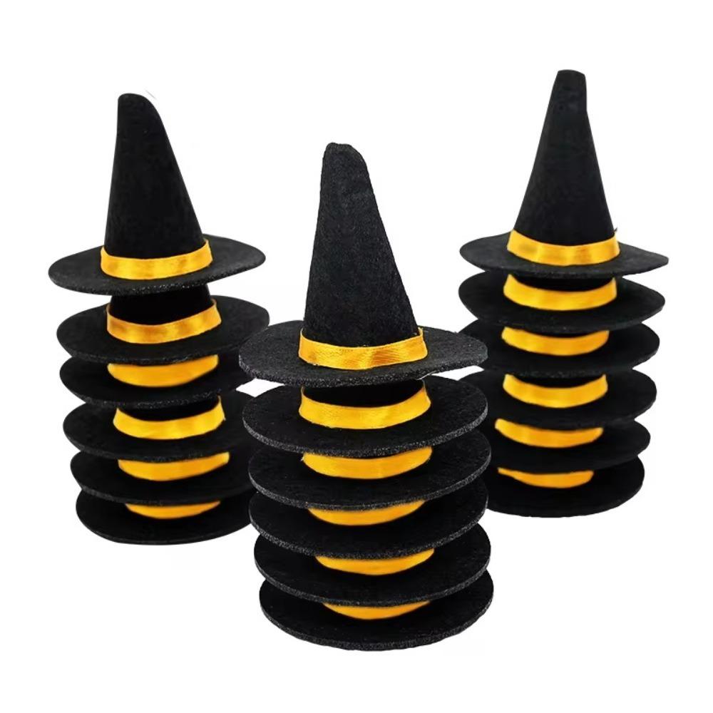 10pcs Wine Bottle Decor Mini Felt Witch Hats DIY 4 Color Wine Bottle Witch Hats Party Decoration Props Wine Bottle Topper