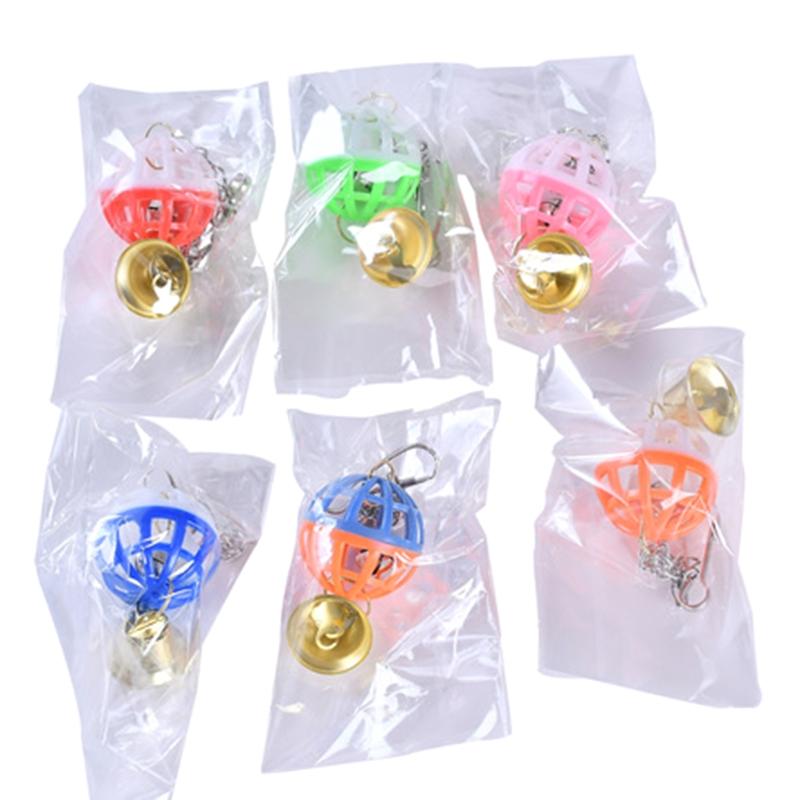 Bird Parrot Toy Colorful Swing Ball Toys with Bell Hanging Toy Cage Decorative Accessories for Small Medium Birds