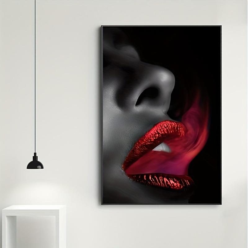 Czarnoskóre Kobiety i Czerwone Usta Plakat Portret Kobiety Afrykańskiej Druki na Płótnie Obrazy Ścienne Do Salonu Dzieła Sztuki Obrazy