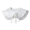 Women Girls Vintage Lolita False Fake Collar Shawl Sweet Ruffles Lace-Up Bow Decorative Necklace Choker Short Poncho