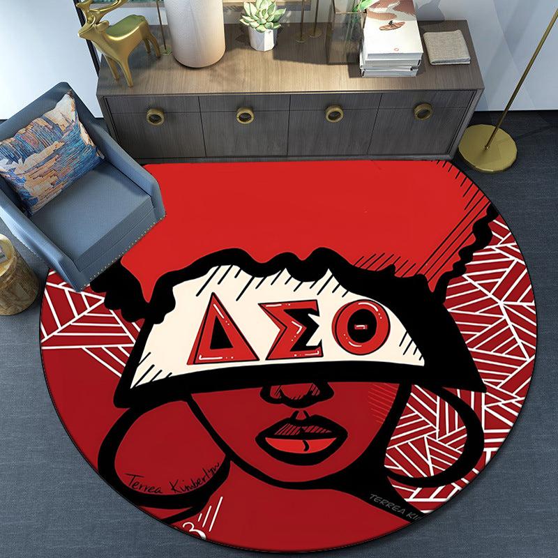 Delta Sigma Theta Round Rug for Livingroom,Bedroom, Palyroom, Chair Rug, Area rug, Circle Carpet, Fan Christmas gift